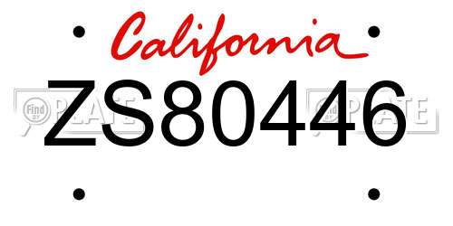 ZS80446 California License Plate