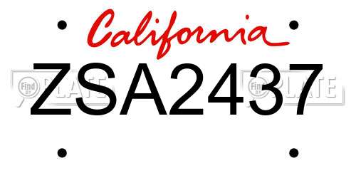 ZSA2437 California License Plate