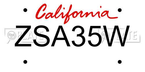 ZSA35W California License Plate