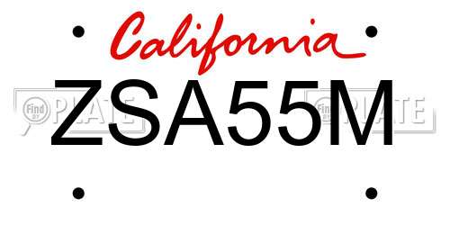 ZSA55M California License Plate