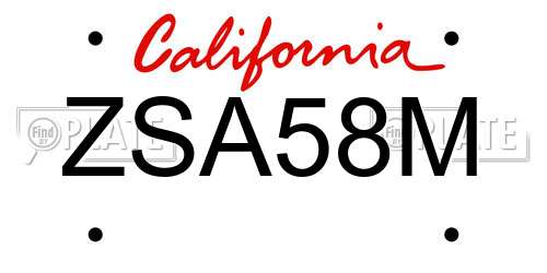 ZSA58M California License Plate