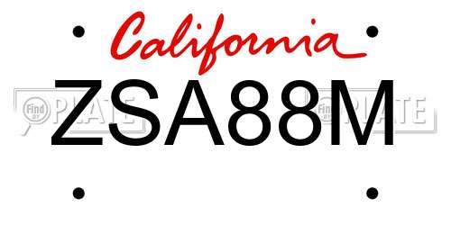 ZSA88M California License Plate
