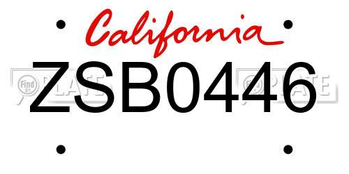 ZSB0446 California License Plate