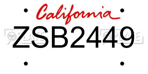 ZSB2449 California License Plate