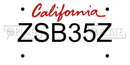 ZSB35Z California License Plate