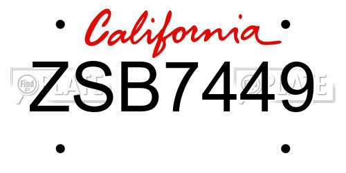ZSB7449 California License Plate