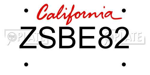ZSBE82 California License Plate