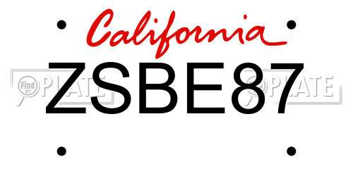 ZSBE87 California License Plate