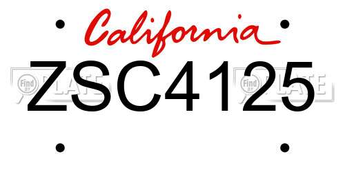 ZSC4125 California License Plate