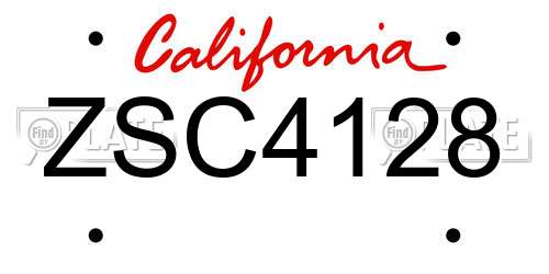 ZSC4128 California License Plate