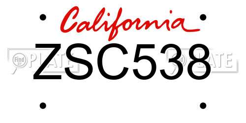 ZSC538 California License Plate