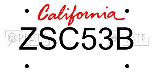 ZSC53B California License Plate