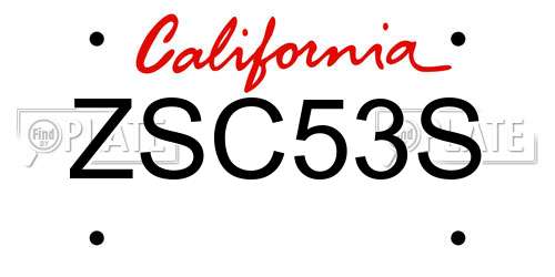 ZSC53S California License Plate