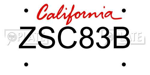 ZSC83B California License Plate