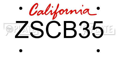 ZSCB35 California License Plate