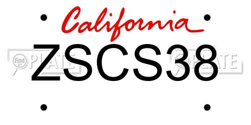 ZSCS38 California License Plate