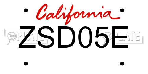 ZSD05E California License Plate