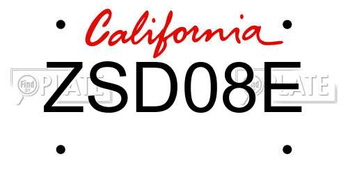 ZSD08E California License Plate