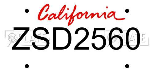 ZSD2560 California License Plate