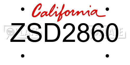 ZSD2860 California License Plate