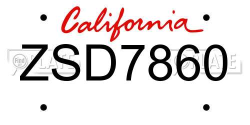 ZSD7860 California License Plate