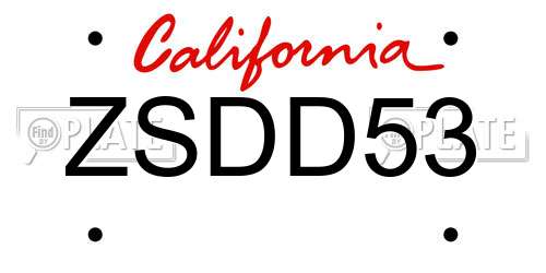 ZSDD53 California License Plate