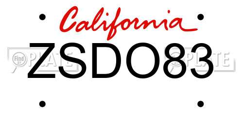 ZSDO83 California License Plate