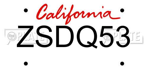 ZSDQ53 California License Plate