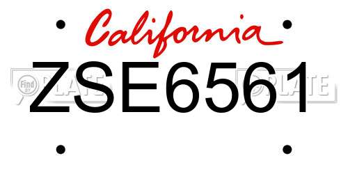 ZSE6561 California License Plate