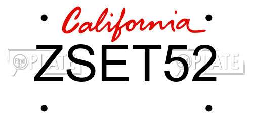 ZSET52 California License Plate