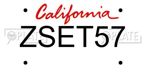 ZSET57 California License Plate