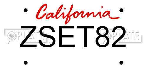 ZSET82 California License Plate