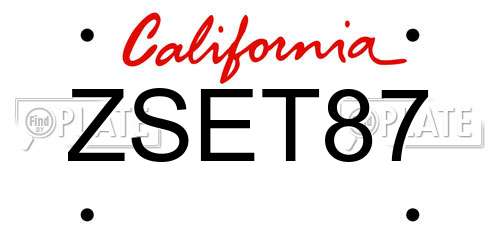 ZSET87 California License Plate
