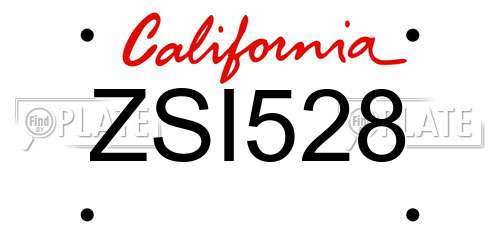 ZSI528 California License Plate