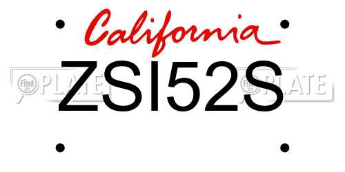 ZSI52S California License Plate