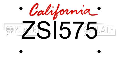 ZSI575 California License Plate
