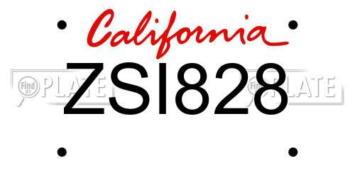 ZSI828 California License Plate