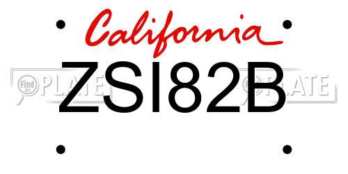 ZSI82B California License Plate
