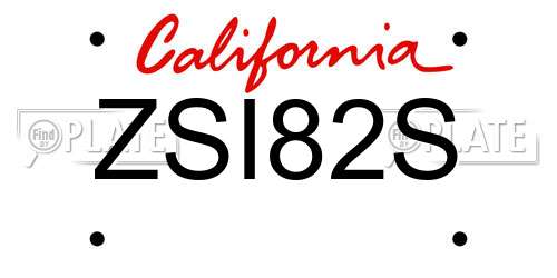 ZSI82S California License Plate