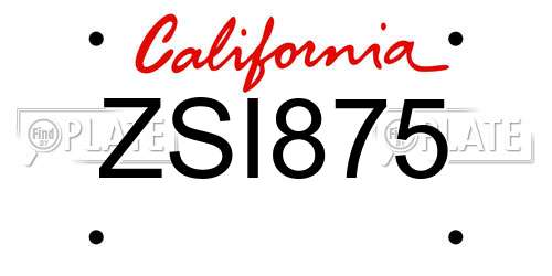 ZSI875 California License Plate