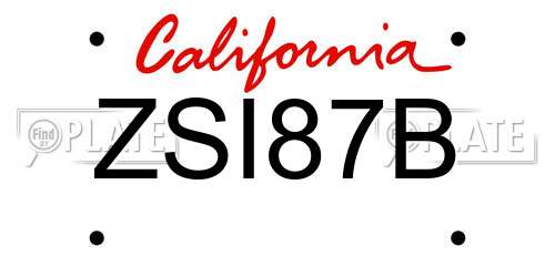 ZSI87B California License Plate