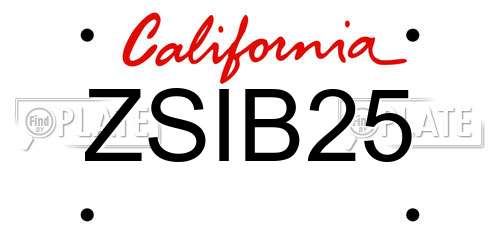 ZSIB25 California License Plate