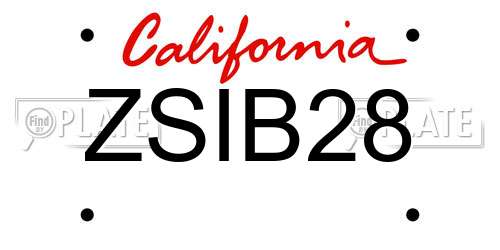ZSIB28 California License Plate