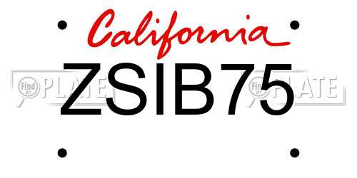 ZSIB75 California License Plate