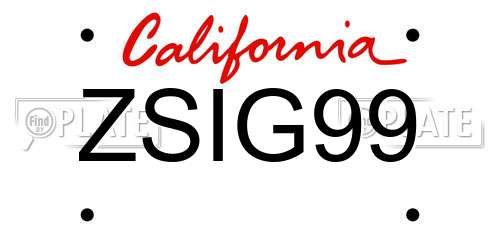 ZSIG99 California License Plate