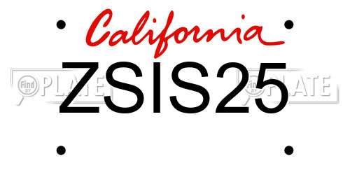ZSIS25 California License Plate
