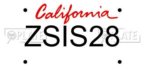 ZSIS28 California License Plate