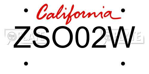 ZSO02W California License Plate