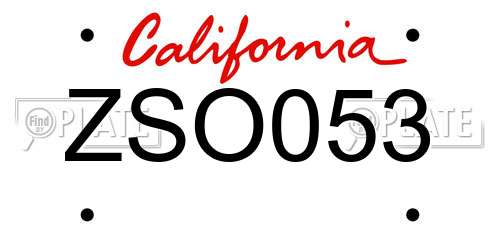ZSO053 California License Plate