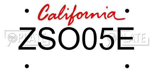 ZSO05E California License Plate